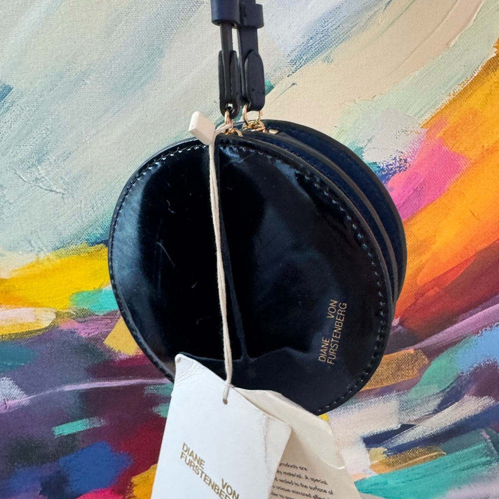 Diane von Furstenberg Round Blue Women's Bag pouch 2 zipper openings